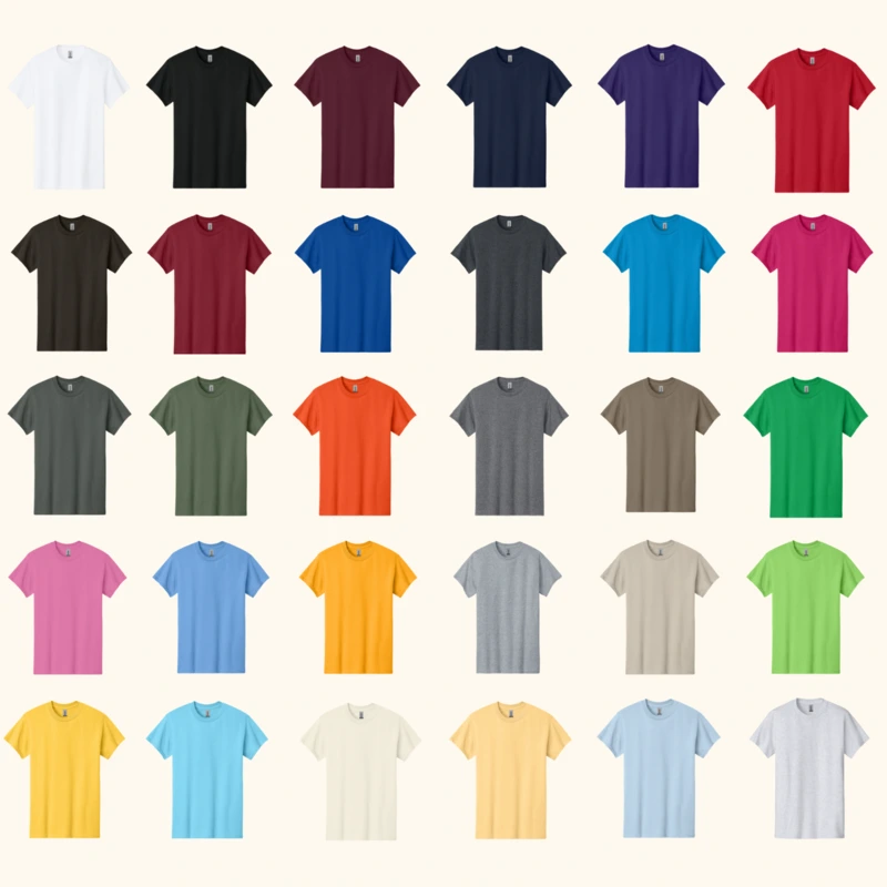 charte de couleurs t-shirts premium personnalisés